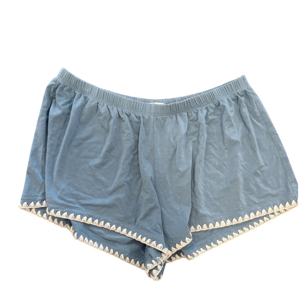 Eberjey Blue Modal Spandex Pajama Shorts Crochet Trim Women Size Medium